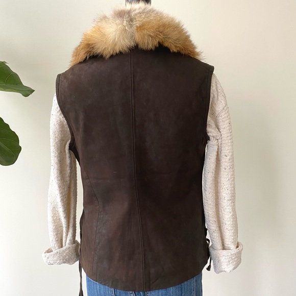 Soft Sheep Leather and Fox Fur Vest - Picture 2 of 7
